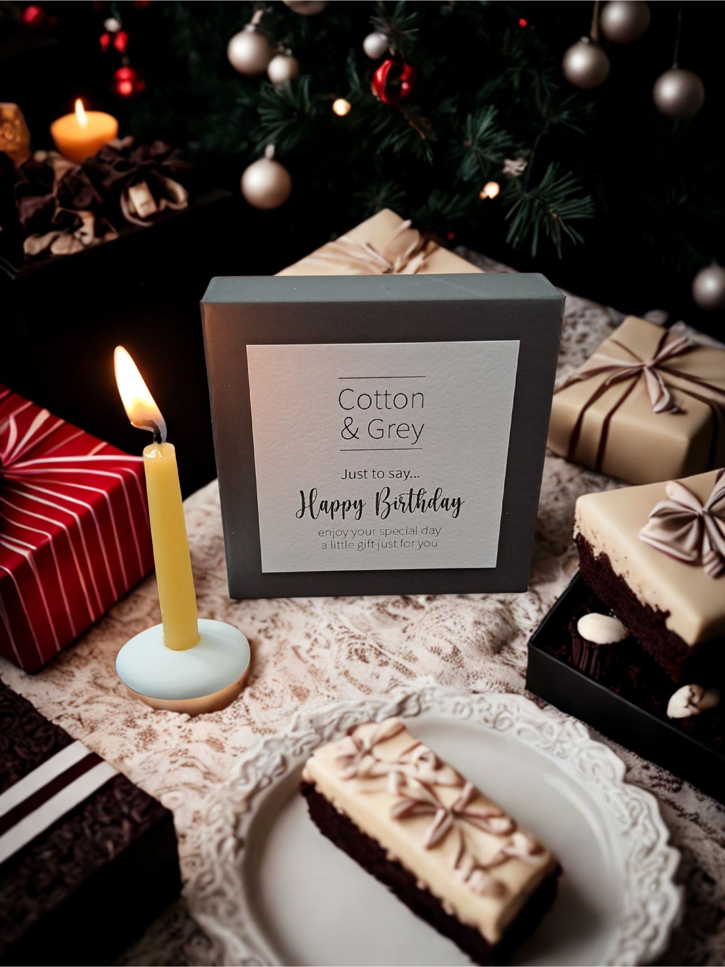 The perfect way to say. "Happy Birthday!" to that special someone! What a wonderful way to give someone the gift of time. They can sit back, relax, recharge and reminisce about the blessings of the past year or what wonderful things to come in the upcoming year ahead. This gift is sure to be enjoyed and appreciated. The gift box measures 3.125 inches by 3.125 inches. The candles are similar in size to typical birthday candles.