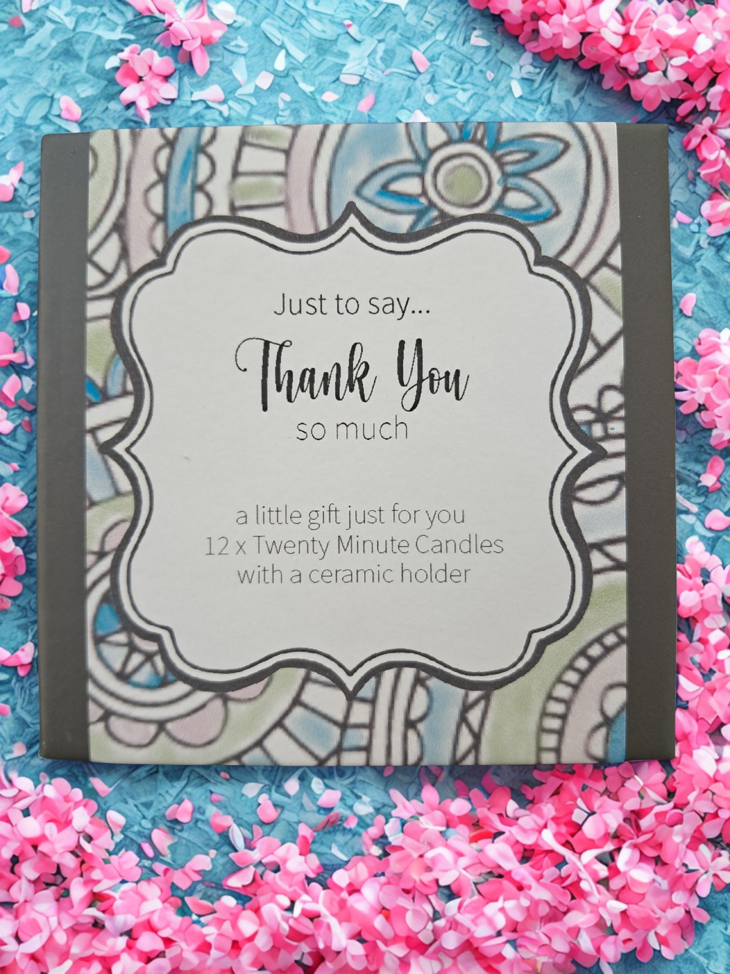 What a sweet way to say, "Thank you so much". The Gift of Time... "You" time to be specific... what could be better? A box of 12 beeswax candles complete with small ceramic holder. Grab a cup of coffee or tea, find a quiet place, perhaps turn on some of your favorite music, or just concentrate on your breathing, close your eyes and take this time to rest, relax and recharge. Candles have an approximate 20 minute burn time. The gift box measures 3.125 inches by 3.125 inches. The candles are similar in size t