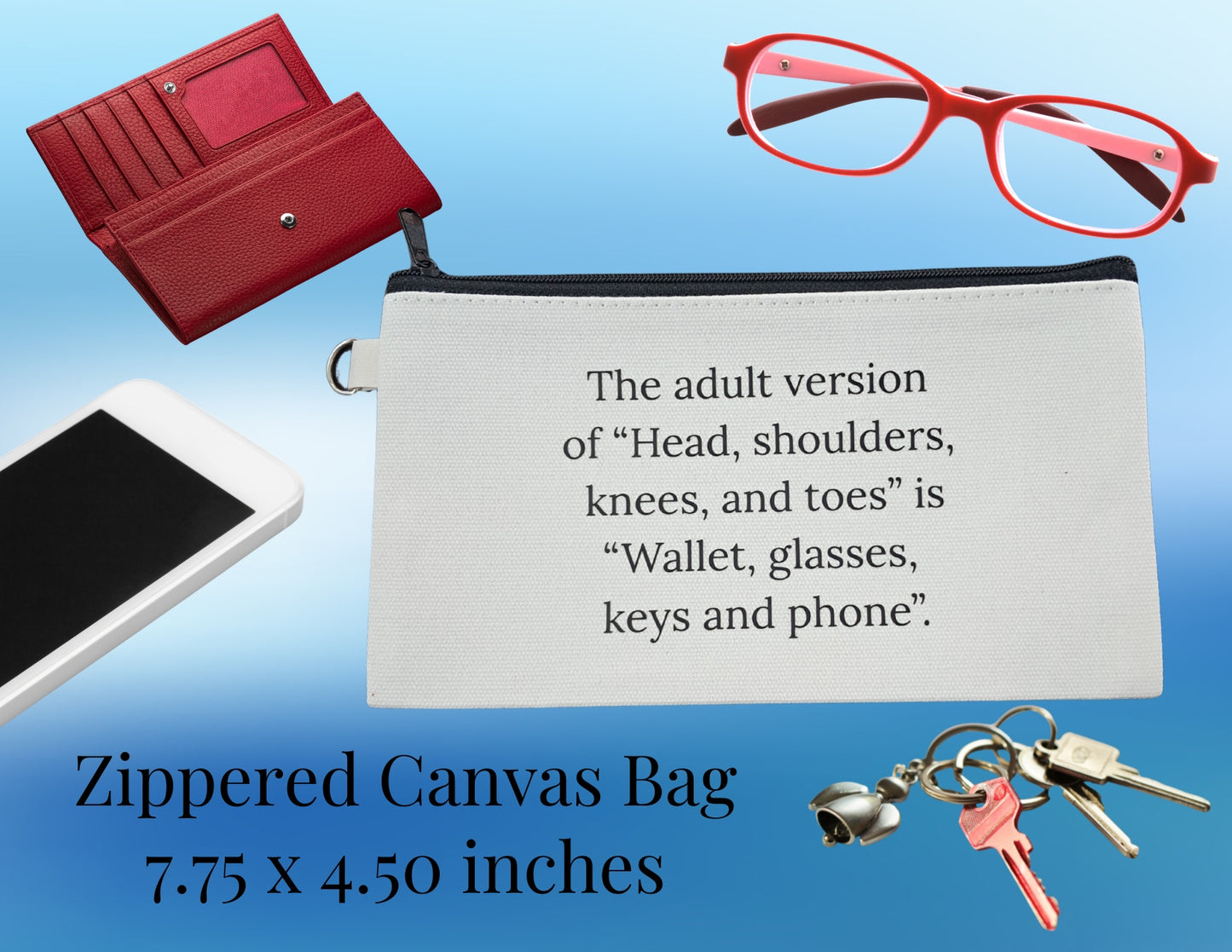 Canvas Zippered Bag - Head, Sholders, Knees & Toes