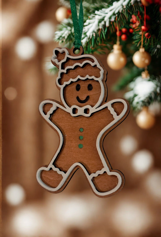 Let me introduce you to Georgie the Gingerbread Boy! This little guy is happy, joyful, and adorned with green dots for buttons. Just between you and me, he would look adorable hung on your Christmas tree! Georgie comes complete with a green ribbon hanger. Ornament measures approx. 4 inches high by 2.50 inches wide. 