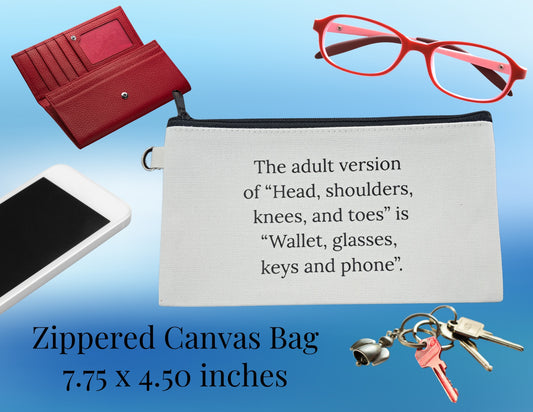 Canvas Zippered Bag - Head, Sholders, Knees & Toes
